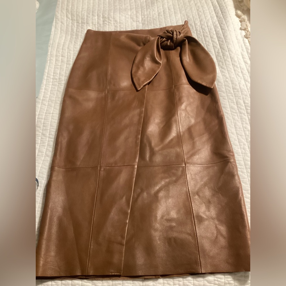 ANTONIO MELANI Tan Leather Skirt NWT